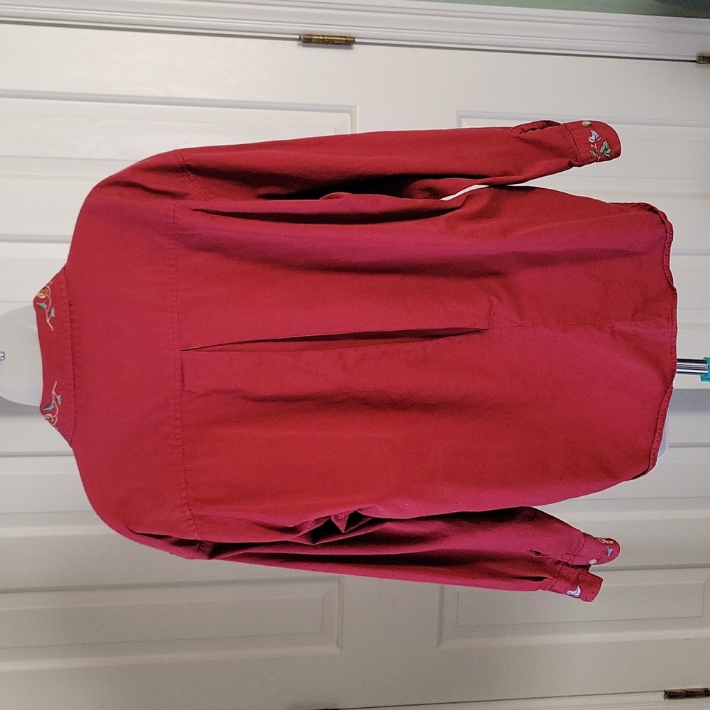 Orvis button down blouse red rust color long sleeve sz XL. - Picture 3 of 6